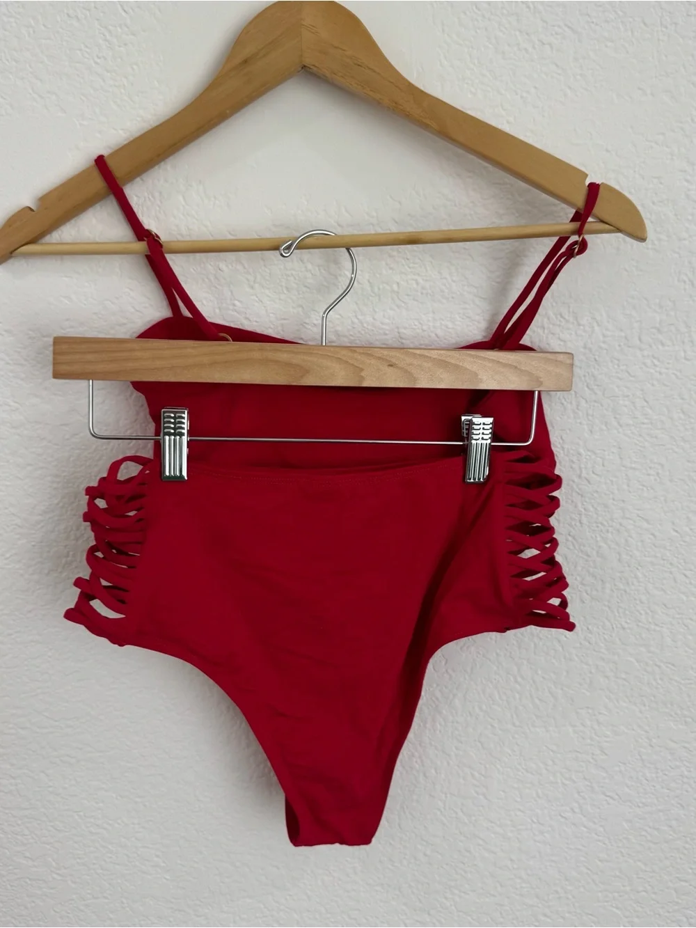 l*space Vibrant Red Swimwear Top and Bottom High Waisted
